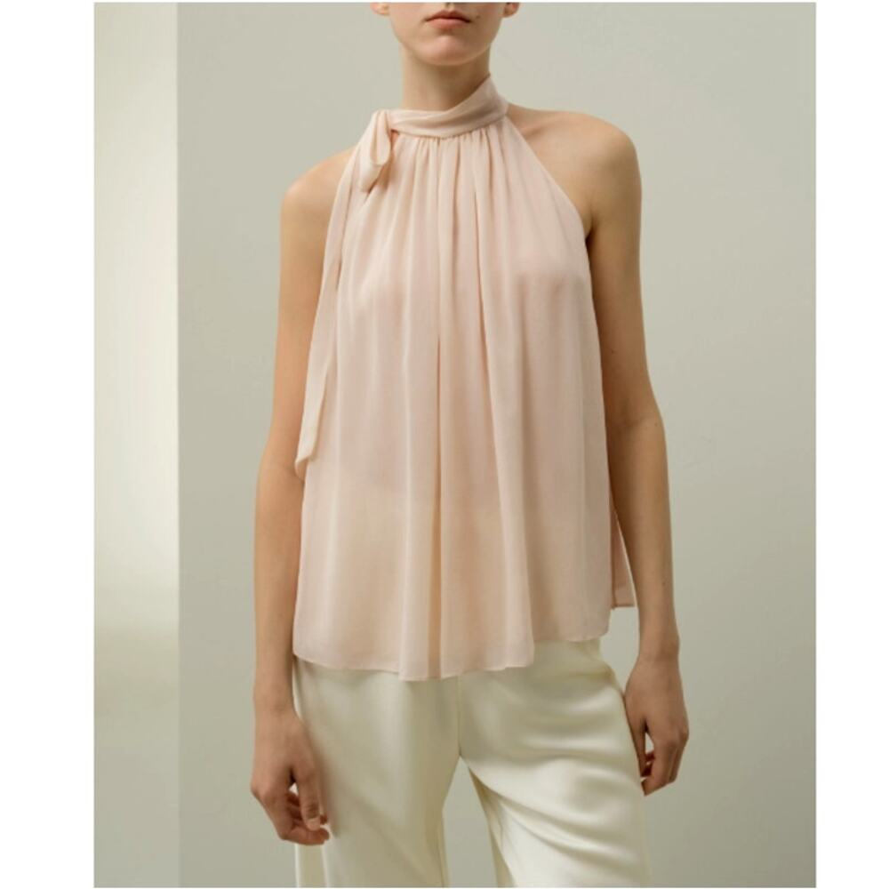 Lilysilk Adjustable Tie-Neck Georgette Blouse Dusty Pink Size XS